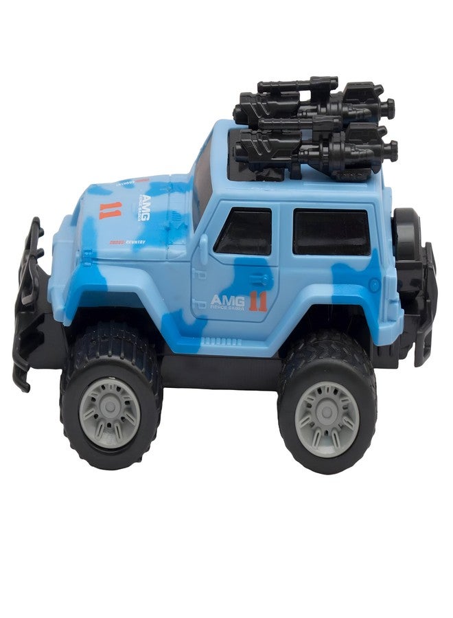 GRAPHITOS Friction Toy with Light & Music Military Vehicle Truck Toy for Kids Blue Color - Image 2